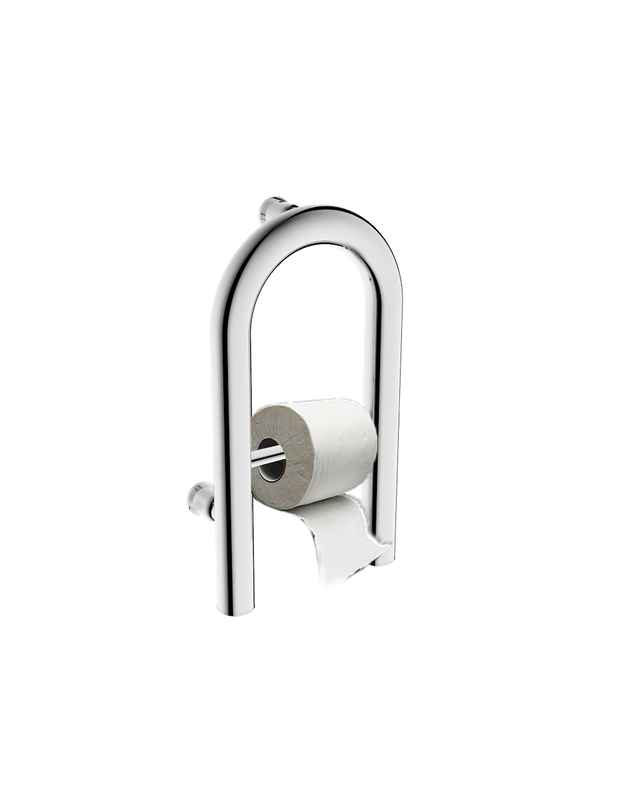 GentleGrip U-Shaped Grab Bar with Toilet Roll Holder